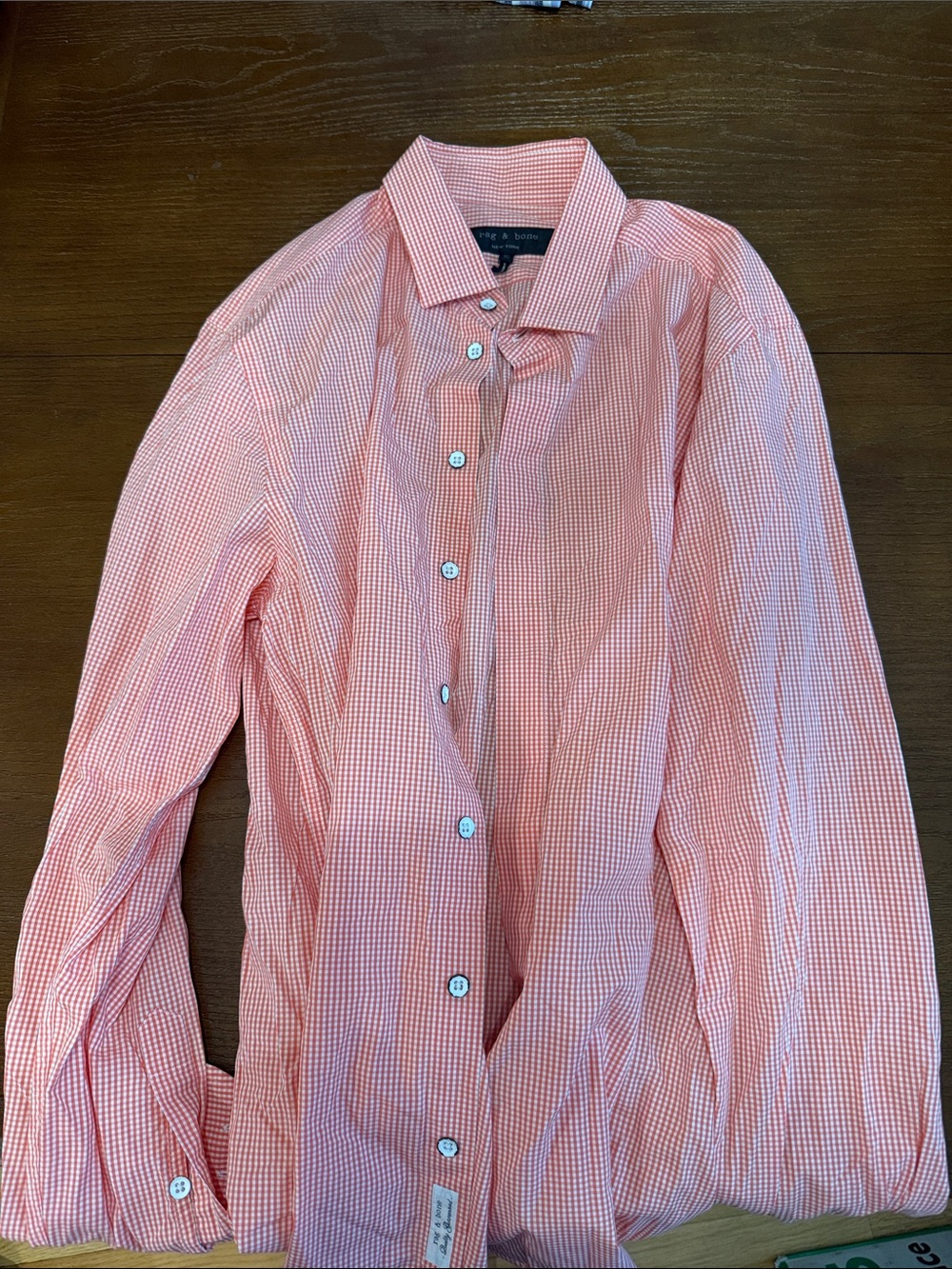 rag & bone Pink Micro-Check Button-Up Shirt